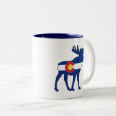 Colorado Flag Moose Tweekleurige Koffiemok (Voorkant rechts)