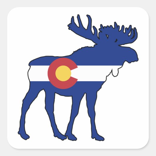 Colorado Flag Moose Vierkante Sticker (Voorkant)