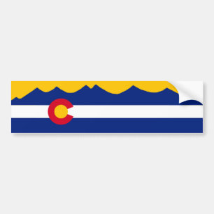 Colorado Flag & Mountain Range Bumpersticker