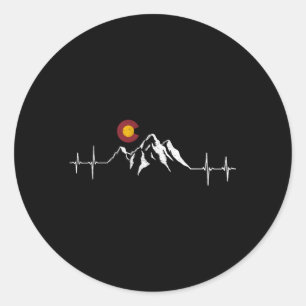 Colorado Flag Mountains Hebeat Ronde Sticker