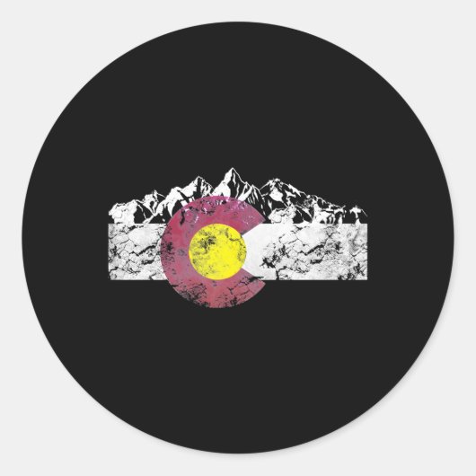 Colorado Flag Mountains noodlijdend Ronde Sticker (Voorkant)