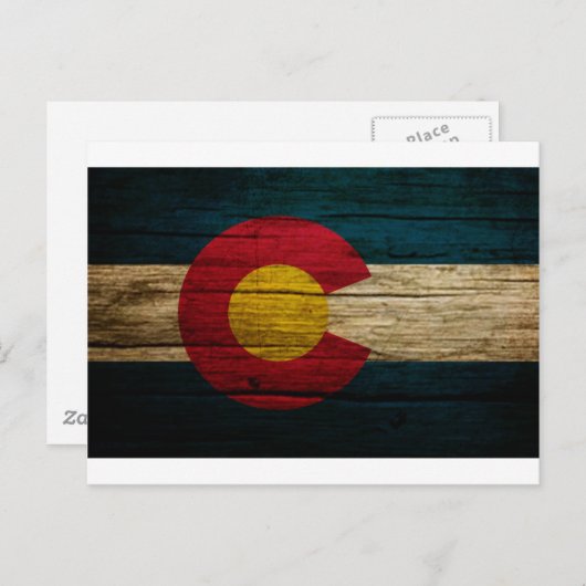 Colorado Flag Rustic Old Wood Briefkaart (Voorkant / Achterkant)