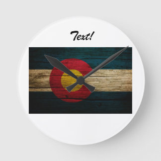 Colorado Flag Rustic Old Wood Ronde Klok