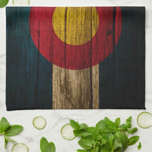 Colorado Flag Rustic Old Wood Theedoek (Gevouwen)