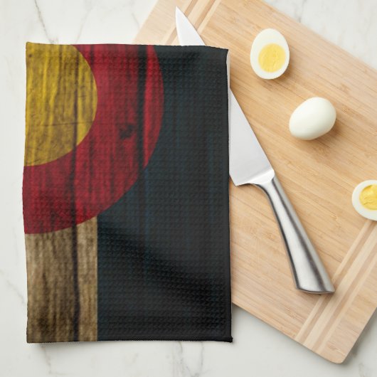 Colorado Flag Rustic Old Wood Theedoek (Quarter Fold)