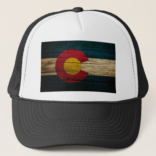 Colorado Flag Rustic Old Wood Trucker Pet (Voorkant)