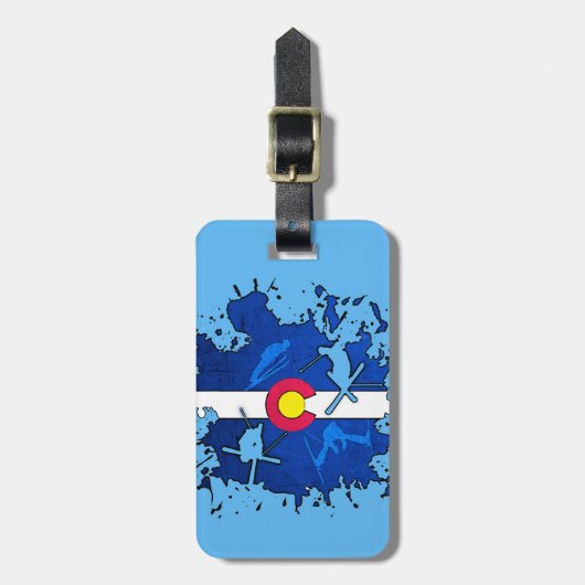 Colorado flag ski splatter bagagelabel (Voorkant verticaal)