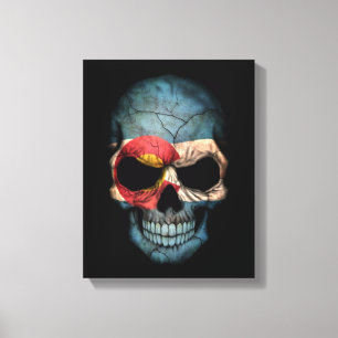 Colorado Flag Skull op Black Canvas Afdruk