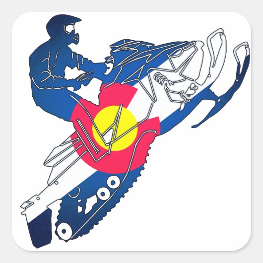 Colorado Flag sneeuwscooter vierkante stickers (Voorkant)