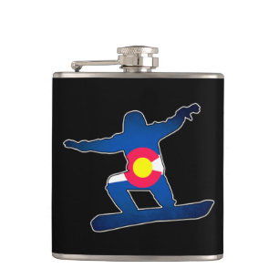 Colorado flag snowboarder drink fles heupfles