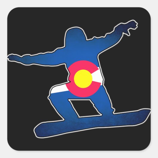 Colorado Flag snowboarder vierkante stickers (Voorkant)