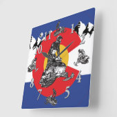 Colorado Flag Snowmobile Clock Vierkante Klok (Hoek)