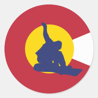Colorado Flag Sticker - Snowboarder - Snowboard