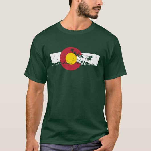 Colorado Flag T-Shirt - kerstontwerp - Santa (Voorkant)