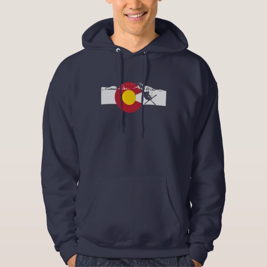 Colorado Flag T-Shirt - Skier - Rocky Mountains (Voorkant)