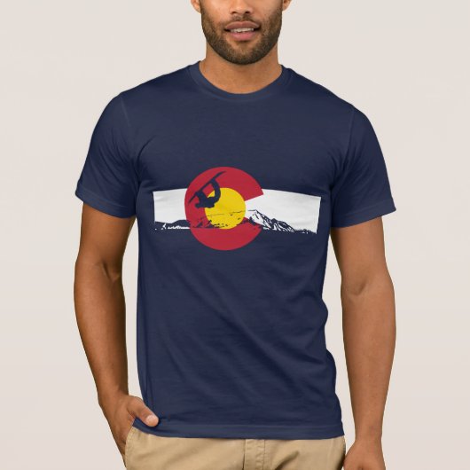 Colorado Flag T-Shirt - Snowboarder - Snowboard (Voorkant)
