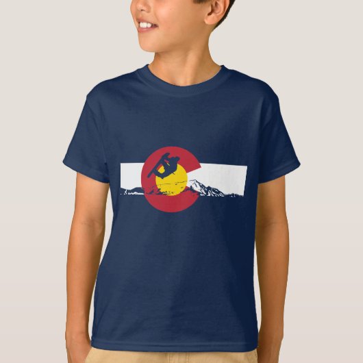 Colorado Flag T-Shirt - Snowboarder - Snowboard (Voorkant)