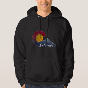 Colorado Flag Thlege Mountain Scenery Colorado Hoodie