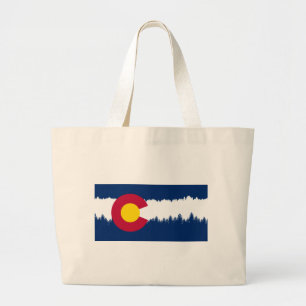 Colorado Flag Treeline Silhouette Grote Tote Bag