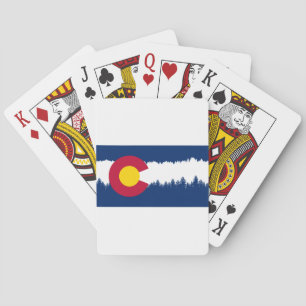 Colorado Flag Treeline Silhouette Pokerkaarten