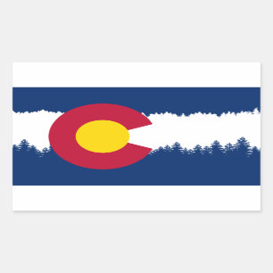 Colorado Flag Treeline Silhouette Rechthoekige Sticker