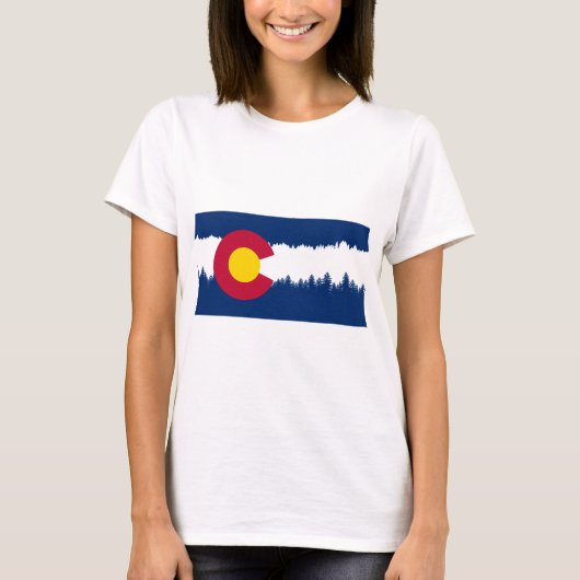 Colorado Flag Treeline Silhouette T-shirt (Voorkant)