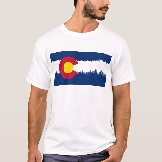 Colorado Flag Treeline Silhouette T-shirt (Voorkant)