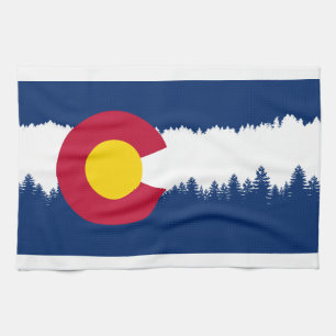 Colorado Flag Treeline Silhouette Theedoek