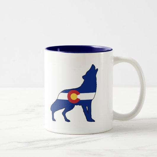 Colorado Flag Wolf Tweekleurige Koffiemok (Rechts)