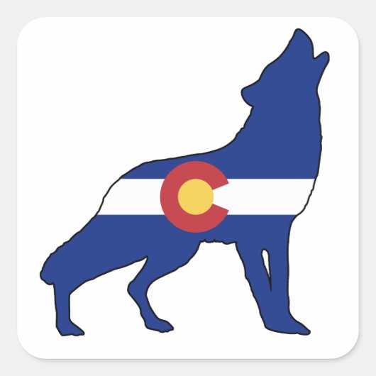 Colorado Flag Wolf Vierkante Sticker (Voorkant)