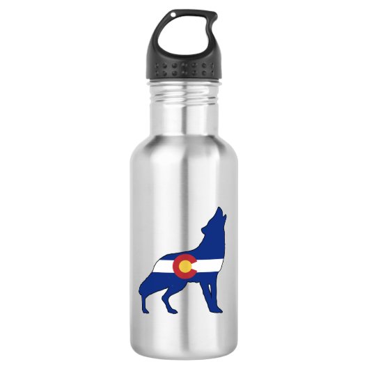Colorado Flag Wolf Waterfles (Voorkant)