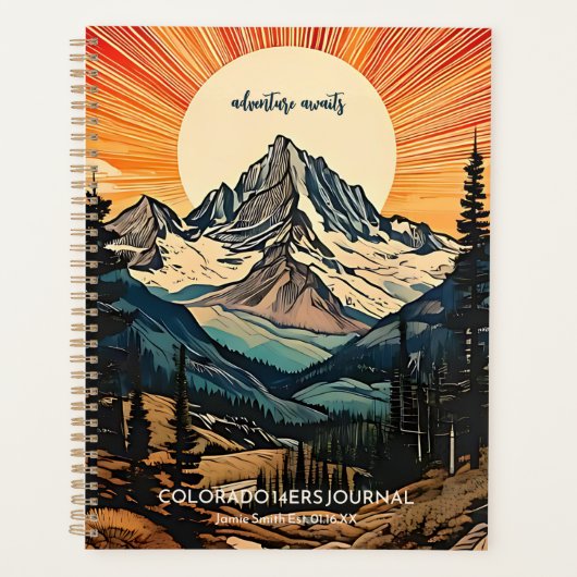 Colorado Fourteener Mountain Art CO 14ers Journal Planner (Voorkant)