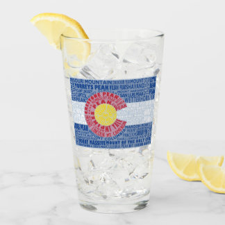 Colorado Fourteeners 14ers State Flag Glass Glas