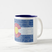 Colorado Fourteeners 14ers State Flag Tweekleurige Koffiemok (Voorkant rechts)