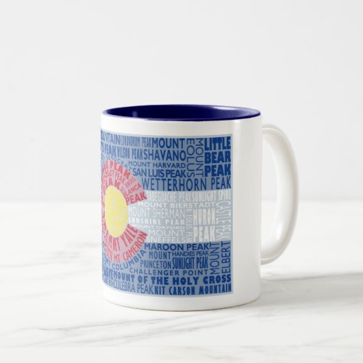 Colorado Fourteeners 14ers State Flag Tweekleurige Koffiemok (Voorkant rechts)