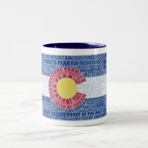 Colorado Fourteeners 14ers State Flag Tweekleurige Koffiemok