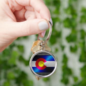 Colorado geborstelde metalen vlag sleutelhanger (Hand)
