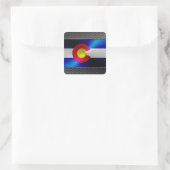 Colorado geborstelde metalen vlag vierkante sticker (Tas)