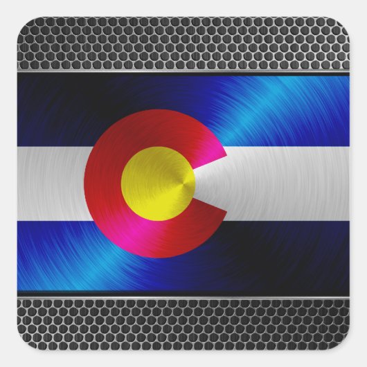 Colorado geborstelde metalen vlag vierkante sticker (Voorkant)