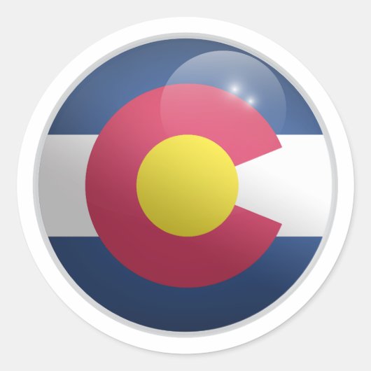 Colorado Glanzende Cirkel Vlag Ronde Sticker (Voorkant)