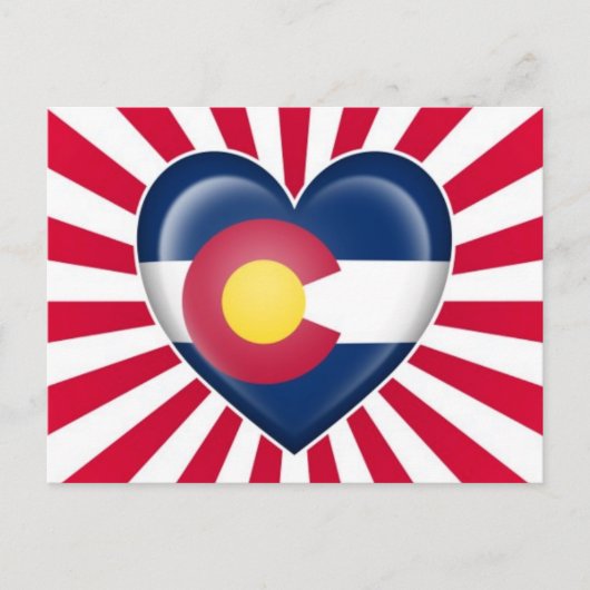 Colorado Heart Flag met Star Burst Briefkaart (Voorkant)