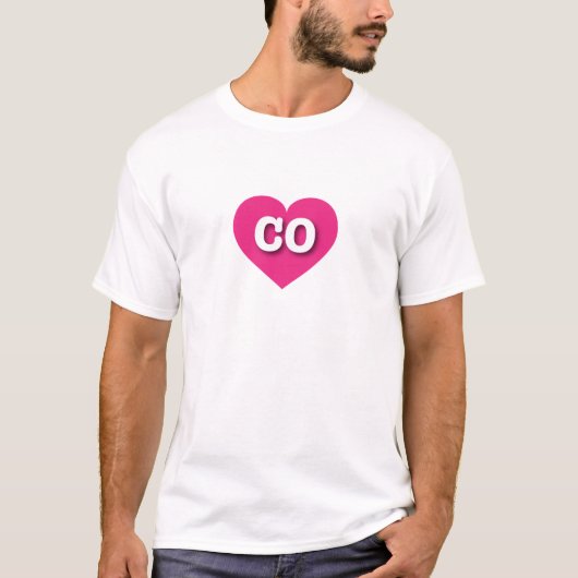 Colorado Hot Pink Heart - I Love CO T-shirt (Voorkant)