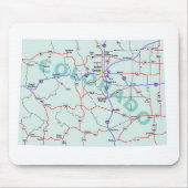 Colorado Interstate Kaart Mousepad Muismat (Voorkant)