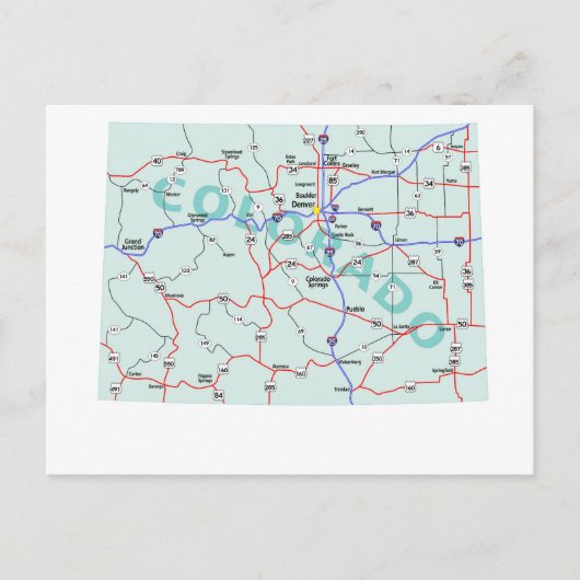Colorado Interstate Map Briefkaart (Voorkant)