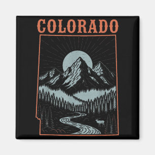 Colorado kaart met dragende bergen Retro Magneet