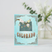 Colorado-kaart met roodvogels briefkaart (Staand voorkant)