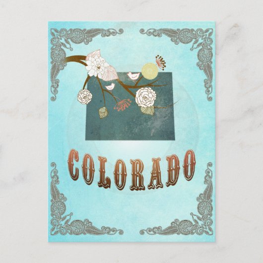 Colorado-kaart met roodvogels briefkaart (Voorkant)