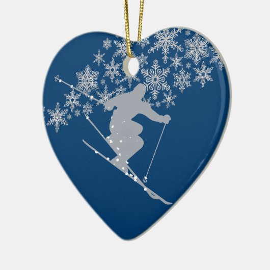 Colorado Kerstmis Snowflake Skier Keramisch Ornament (Links)