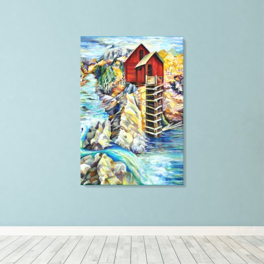 Colorado Landscape Hand Painted Canvas Afdruk (Insitu (Houten vloer))