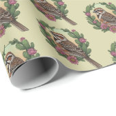 Colorado Lark Bunting Bird Surrounded Claret Cup Cadeaupapier (Rol Hoek)